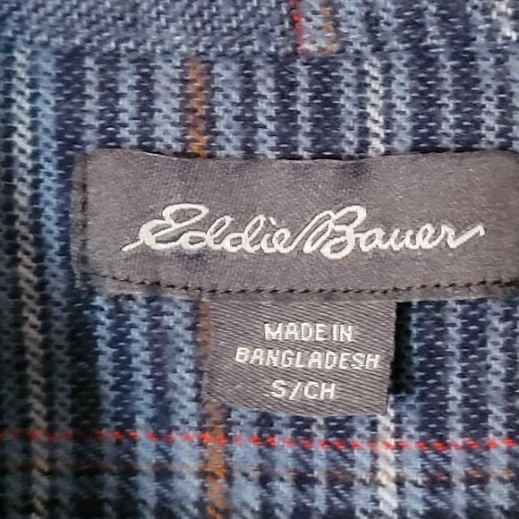 Men's Size Small Eddie Bauer Long Sleeve Flannel Blue Plaid - Picture 3 of 4